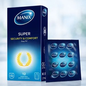 MANIX Super Security & Comfort – Préservatifs Haute Résistance & Lubrifiés – Boîte de 12