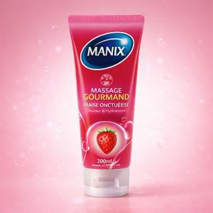Manix Gel de Massage Gourmand – Fraise Onctueuse (200ml)