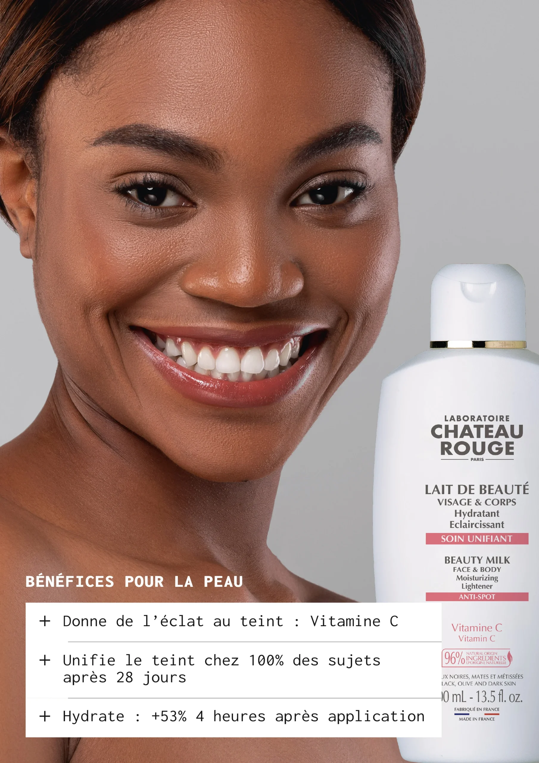CHATEAU ROUGE LAIT DE BEAUTE UNIFIANT Nouvelle formule "VITAMINE C" – Image 2