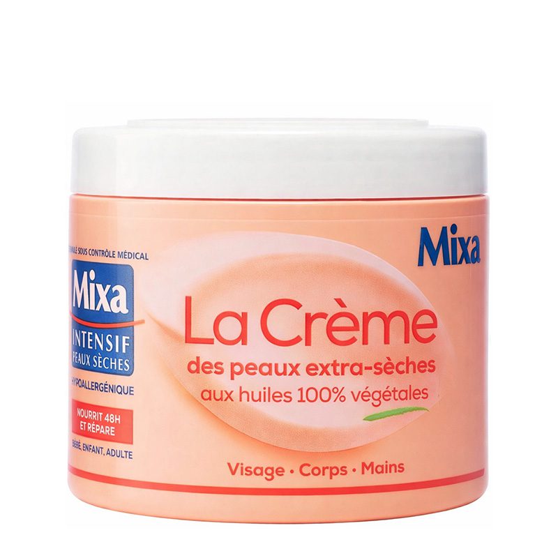 Mixa Intensif Peaux Sèches – La Crème des peaux extra-sèches aux huiles 100% végétales – Visage, Corps & Mains