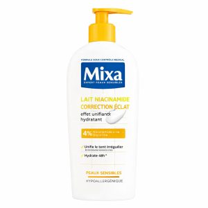 Mixa Expert Peaux Sensibles – Lait Niacinamide Correction Éclat – Effet Unifiant & Hydratant – 400ml