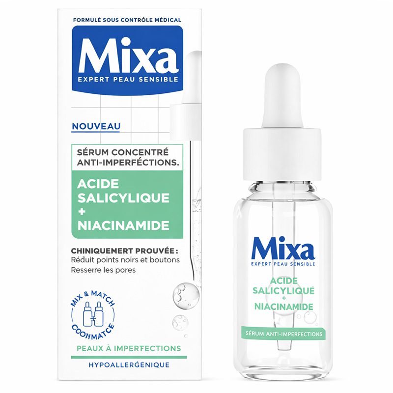Mixa Sérum Concentré Anti-Imperfections – Acide Salicylique + Niacinamide (30 ml)