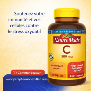 Nature Made Vitamine C 500 mg – Immunité & Antioxydant 100 Comprimés