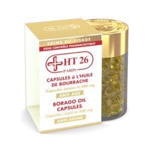 HT26 Paris Capsules à l'Huile de Bourrache (500 mg) – Complément Alimentaire Anti-Âge et Éclat de la Peau