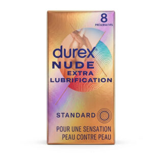 Durex Nude Extra Lubrification – Boîte de 8 Préservatifs