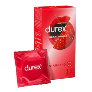 Durex Sexy Fraise – Préservatifs Parfumés à la Fraise (Boîte de 12)